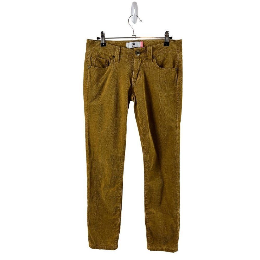 CAbi Jeans Mustard Yellow Umber Skinny Corduroy Pants 2 Low Rise Style 3197
